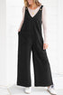 Raw Seam Flower Applique Wide Leg Overall Jumpsuit